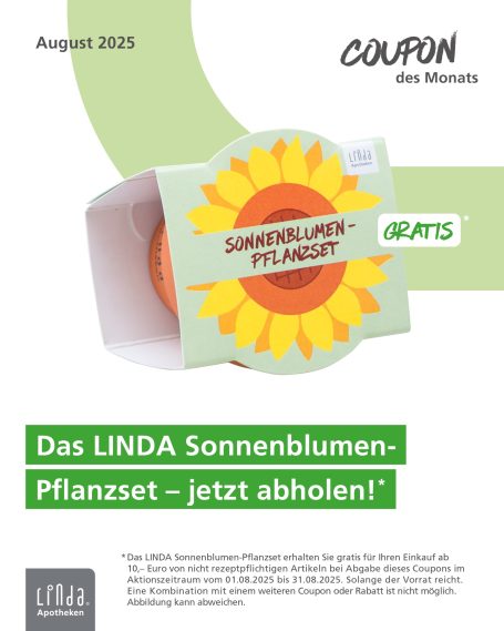 Sonnenblumen-Pflanzset von LINDA mit Coupon für August 2023.